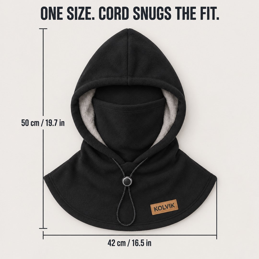 Kolvik hood measuring 50 cm by 42 cm laid flat, one size